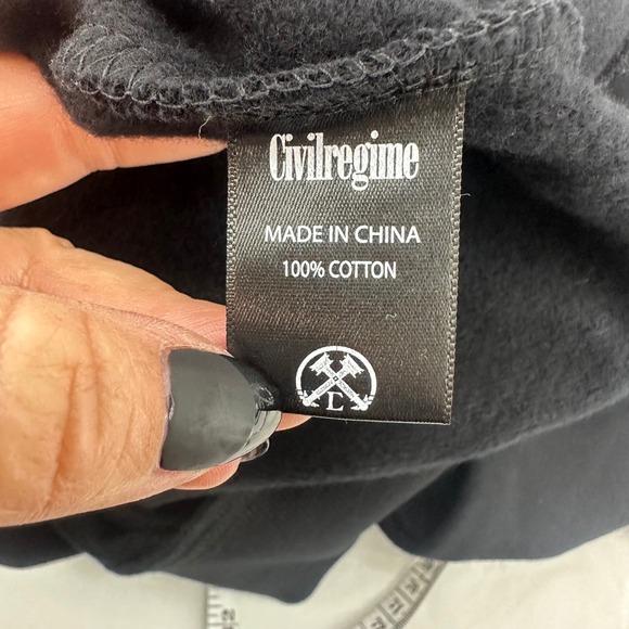 Civil Regime Hoodie Black Flame Rose Graphic Oversized Pullover Sz M NWT - Picture 7 of 10